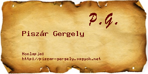 Piszár Gergely névjegykártya