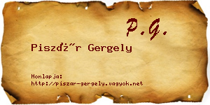 Piszár Gergely névjegykártya